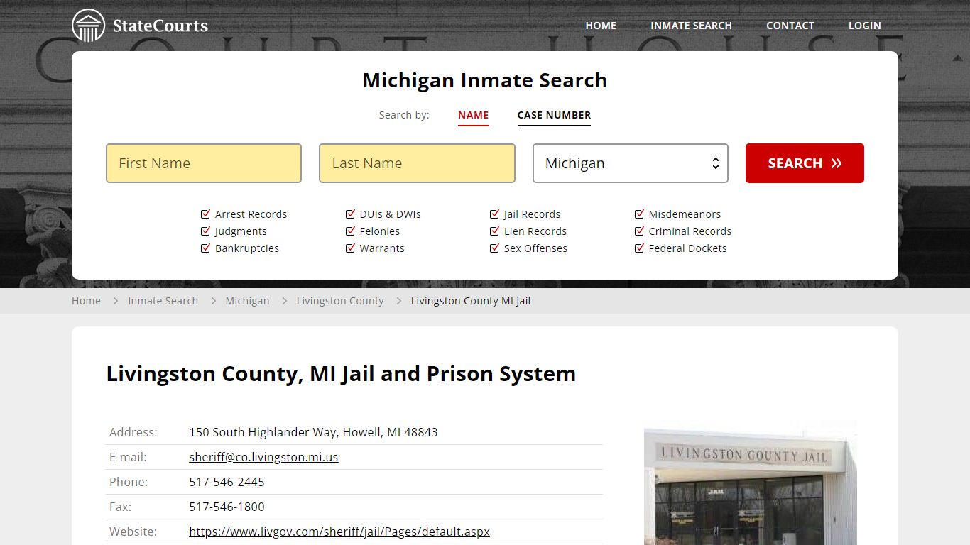 Livingston County MI Jail Inmate Records Search, Michigan - StateCourts